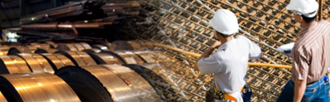 Industrial Worker standing on rebar