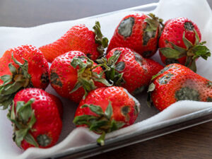 Strawberries with mould on them