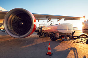 Airplane being refueled