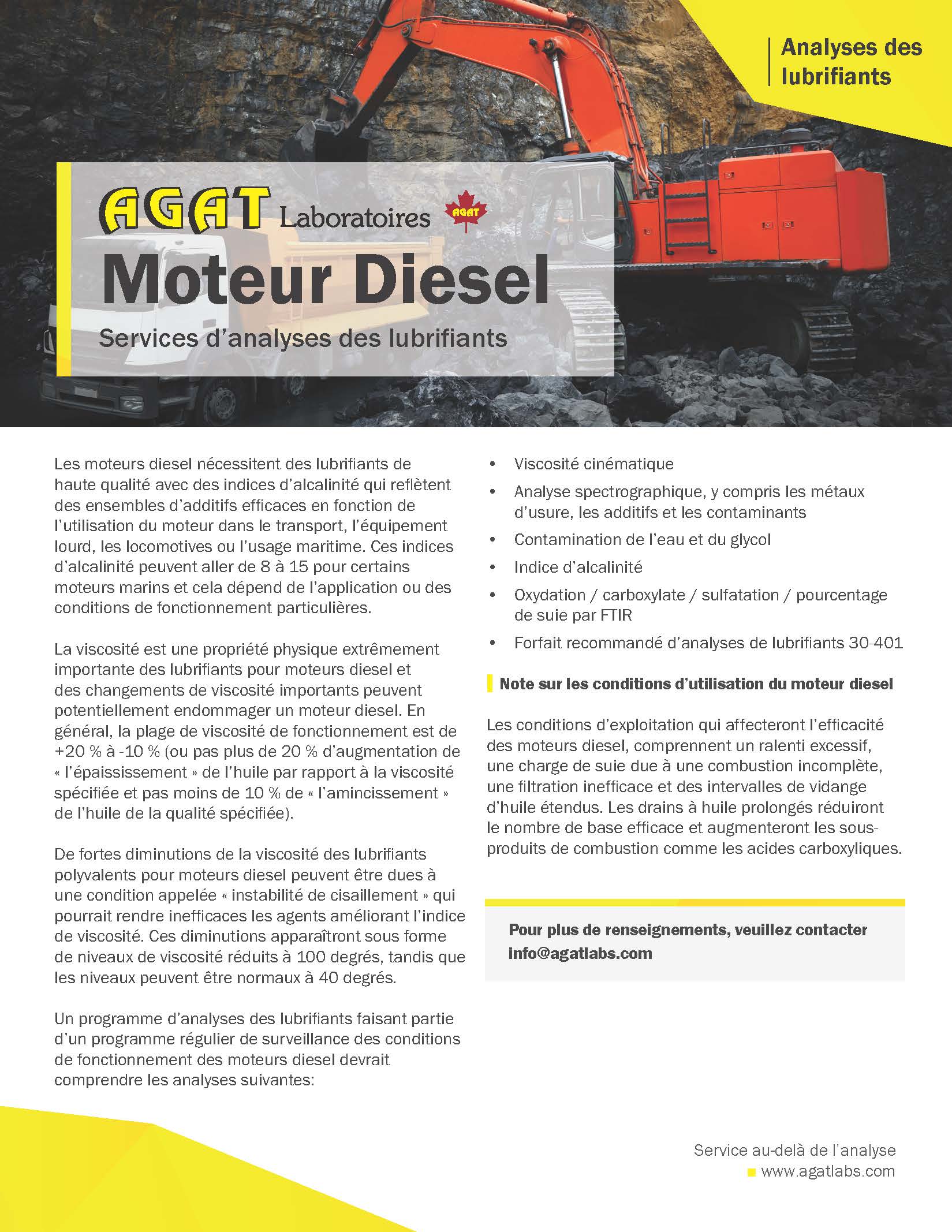 diesel engine agat labs a canadian company flyer lubricant services