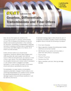 gearbox differentials transmissions and final drives equipment reliability and lubricants testing services agat laboratories canada