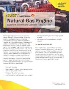 natural gas engine equipment reliability and lubricants testing services flyer agat laboratories a canadian company