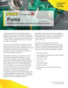 pump equipment reliability and lubricants testing services agat laboratories a canadian company