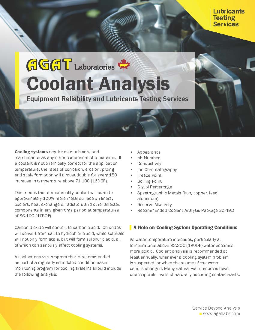 equipment reliability brochure from agat laboratories lubricant testing services