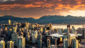 Le panorama de Vancouver et les montagnes de la Colombie-Britannique
