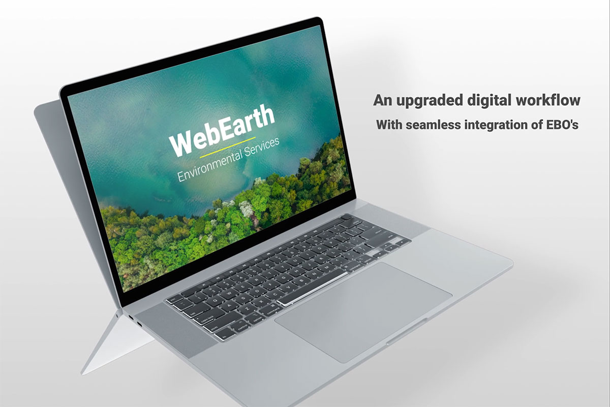 Laptop displaying AGAT Laboratories' WebEARTH Environmental Services platform for electronic bottle orders
