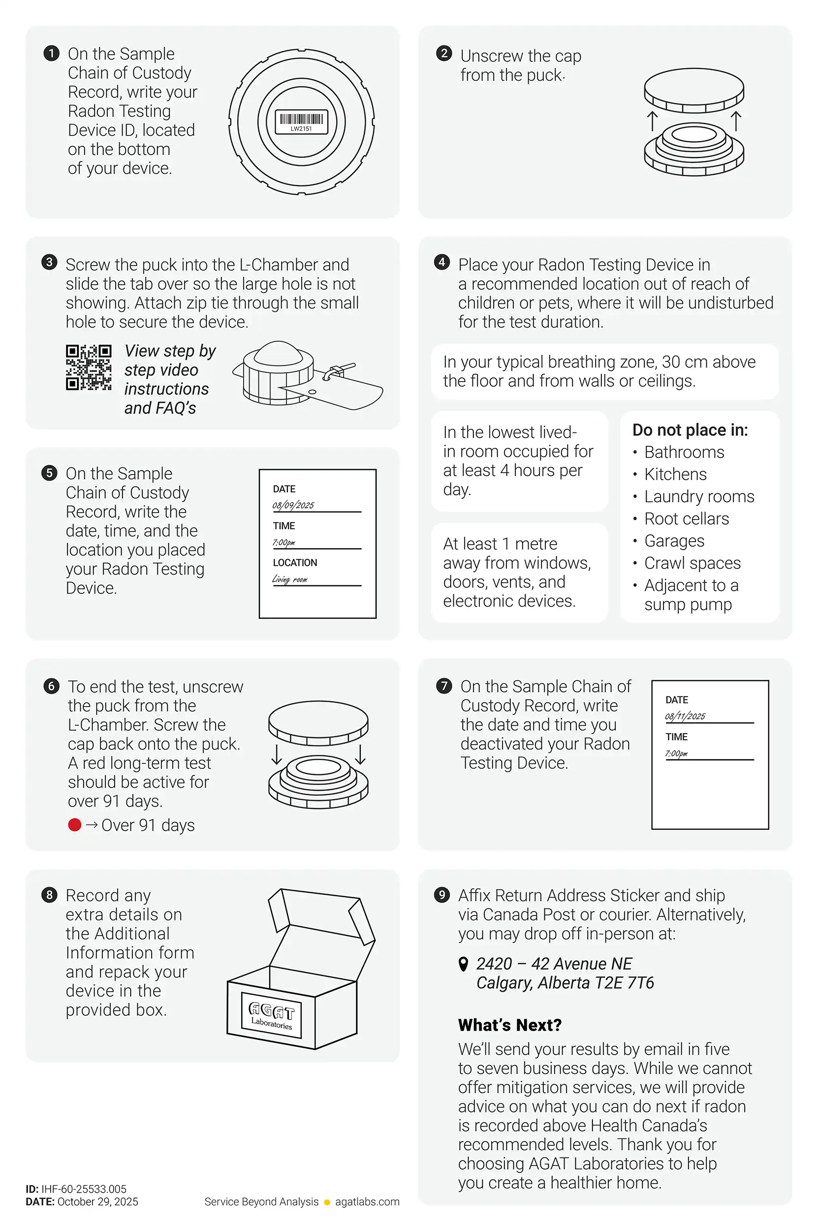Instructions for an L-Chamber Radon Testing Device