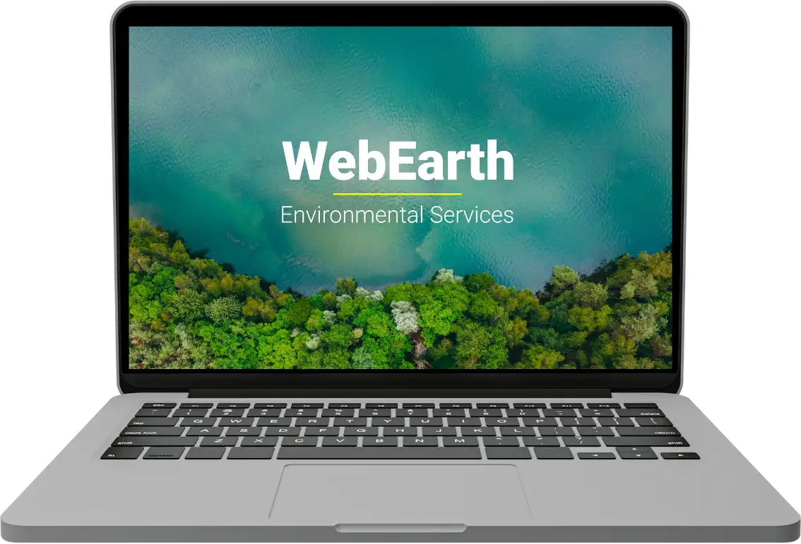 Portal del cliente de WebEARTH Environmental Services mostrado en una computadora portátil